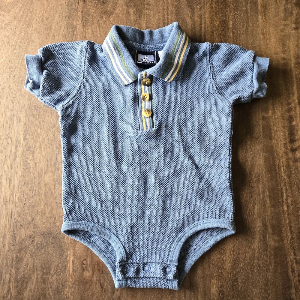 Vintage Spruckets Blue Kids One Piece Collared Polo Onesie 100% Cotton